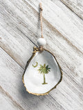 Palmetto Tree and Crescent Moon Oyster Shell Ornament