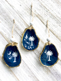 Palmetto Tree and Crescent Moon Oyster Shell Ornament