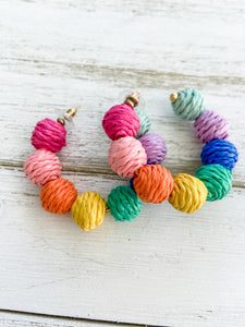 Rainbow Raffia Hoops