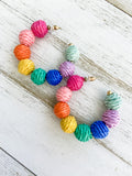 Rainbow Raffia Hoops