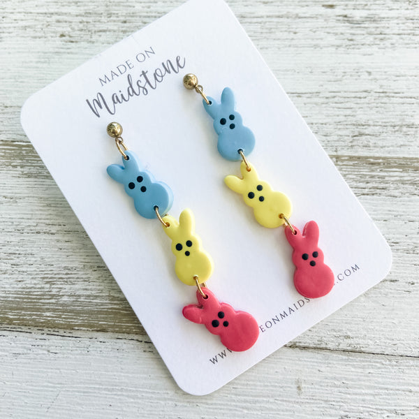 Marshmallow Bunny Trio Earrings