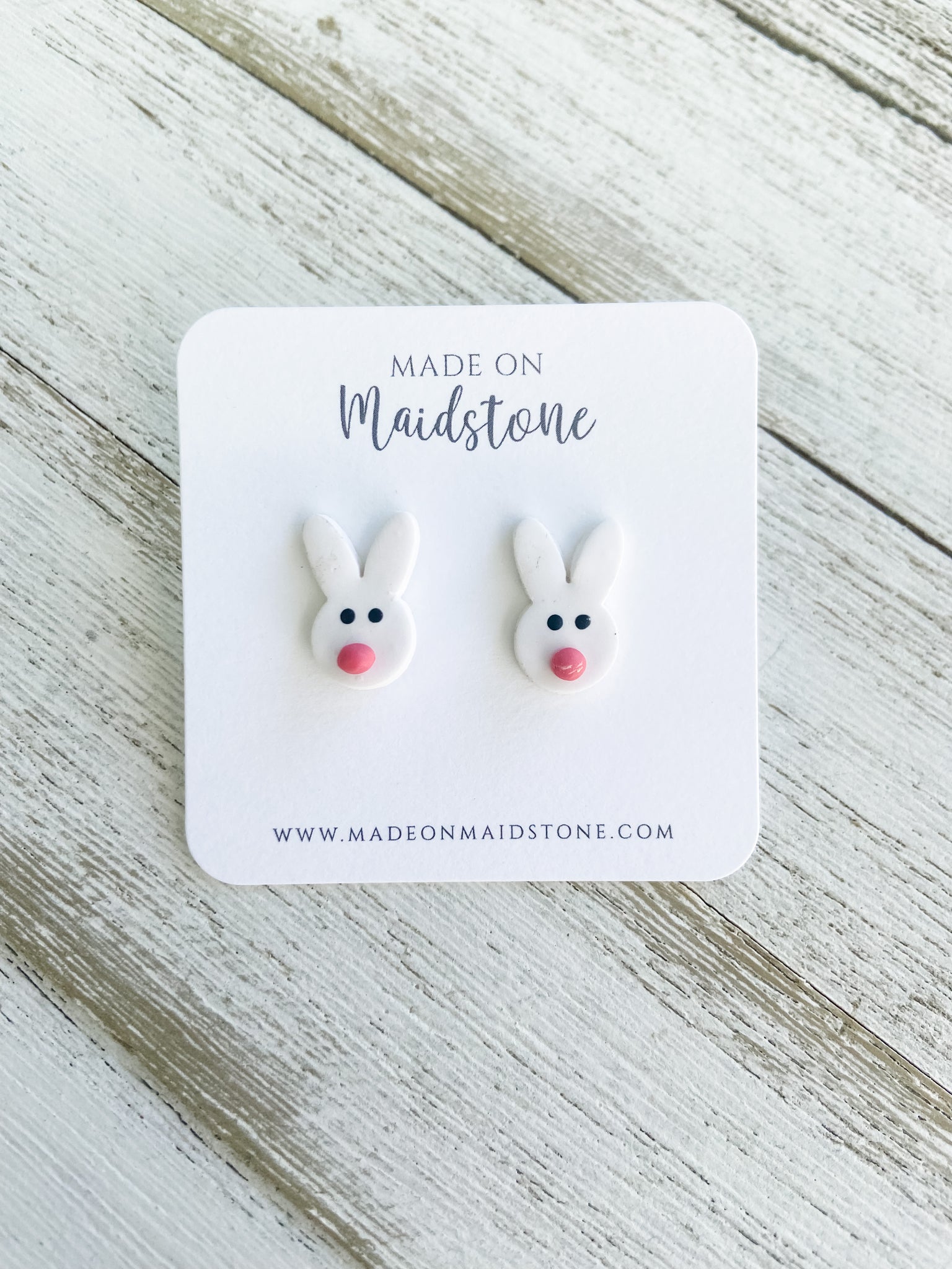 White Bunny Studs
