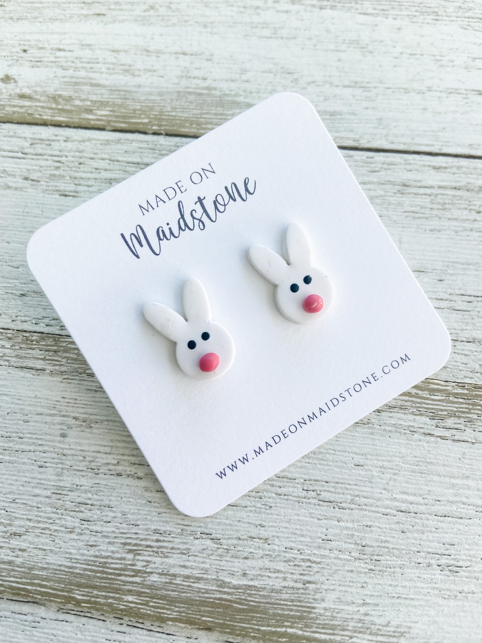 White Bunny Studs