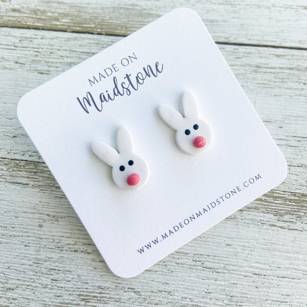 White Bunny Studs