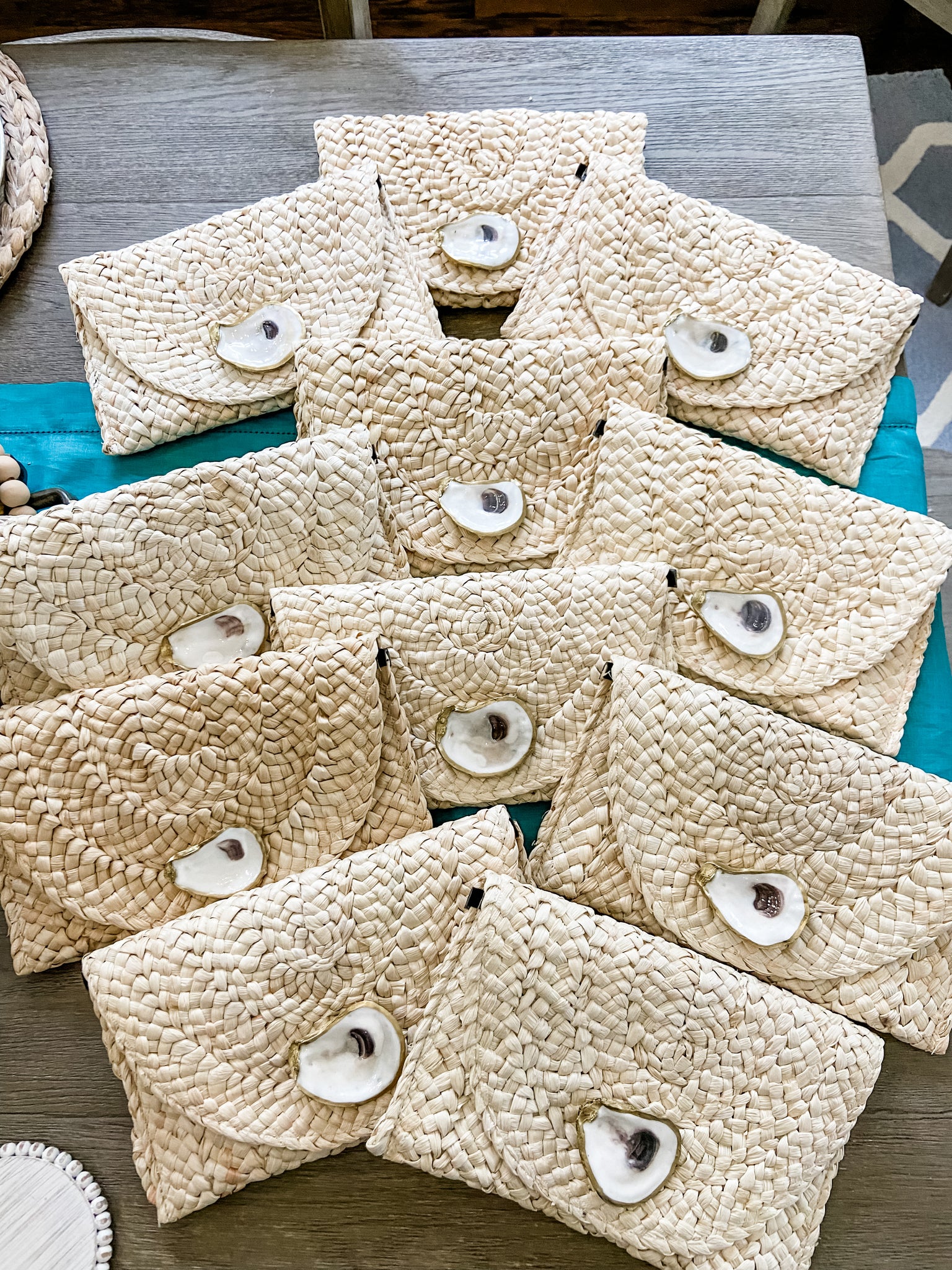 Beige Oyster Shell Clutch
