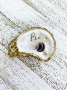 Inspirational Word Oyster Shell Ring Dish