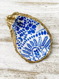 Blue and White Oyster Shell Ring Dish