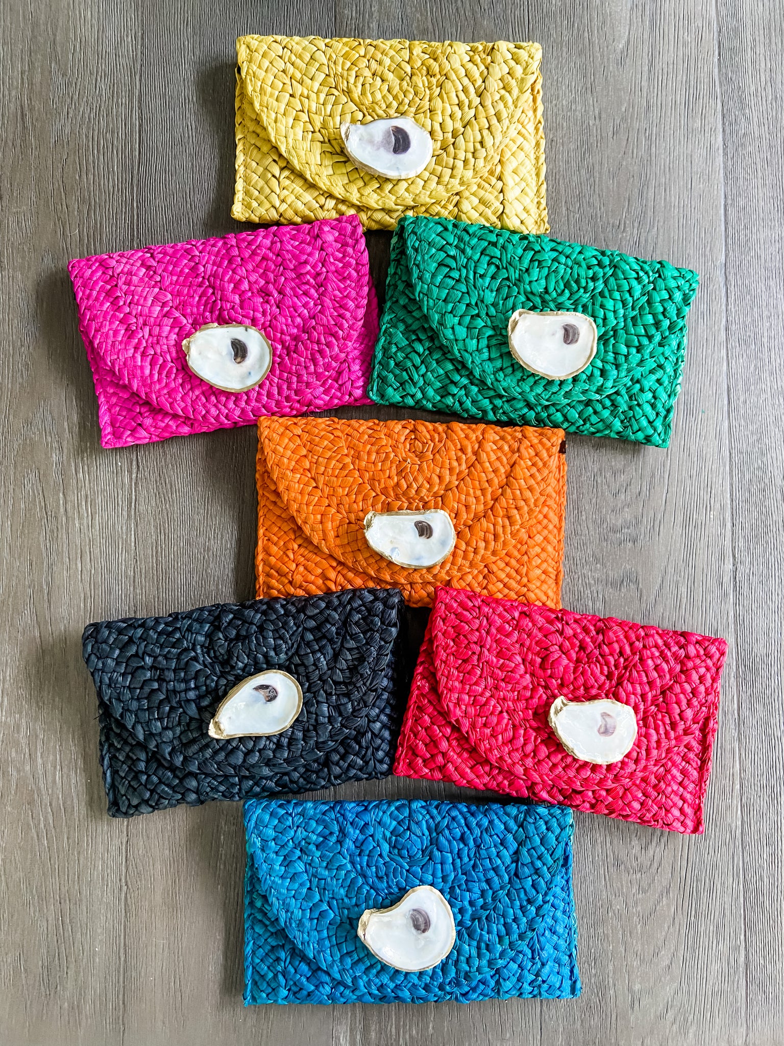 Multi-Colored Oyster Shell Clutch