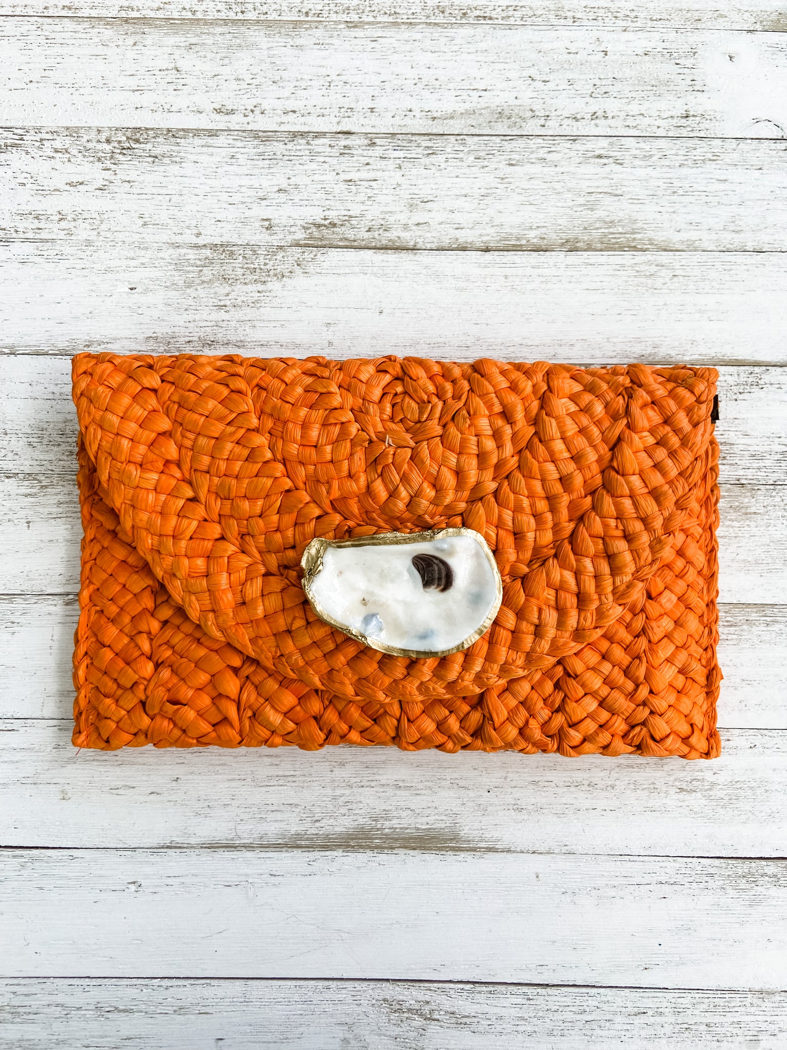 Orange Oyster Shell Clutch