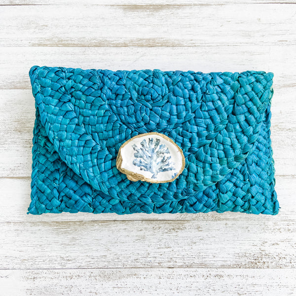 Coral Oyster Shell Clutch
