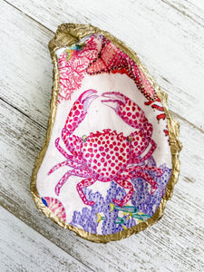 Pink Crab Oyster Shell Ring Dish