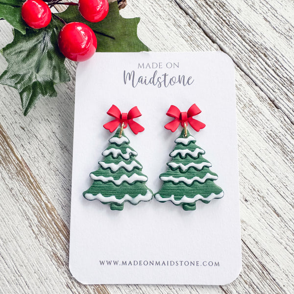 Snowy Christmas Tree Earrings