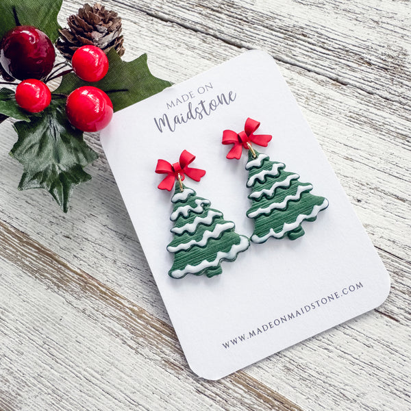 Snowy Christmas Tree Earrings