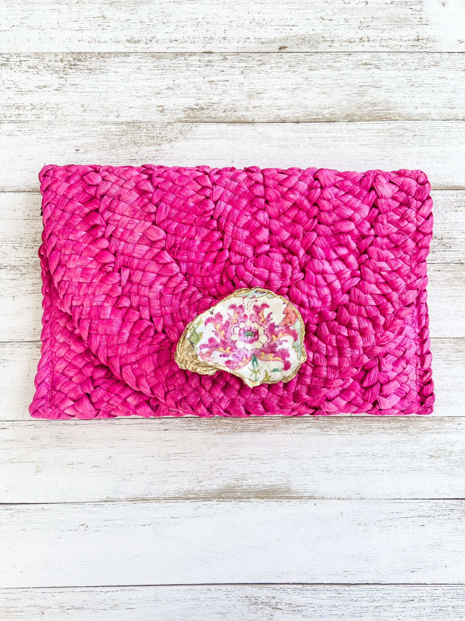 Floral Oyster Shell Clutch