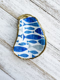 Blue Fish Oyster Shell Ring Dish