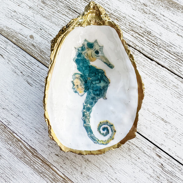Seahorse Oyster Shell Ring Dish