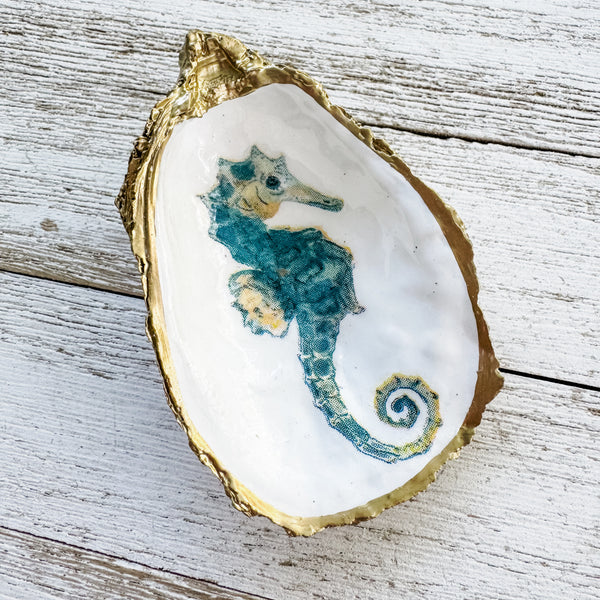 Seahorse Oyster Shell Ring Dish