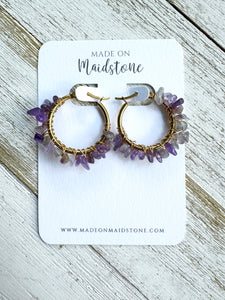 Tumbled Gemstone Hoops