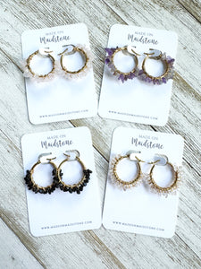Tumbled Gemstone Hoops
