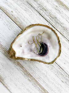 Monogrammed Oyster Shell Ring Dish