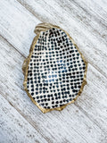 Black Polka Dot Oyster Shell Ring Dish