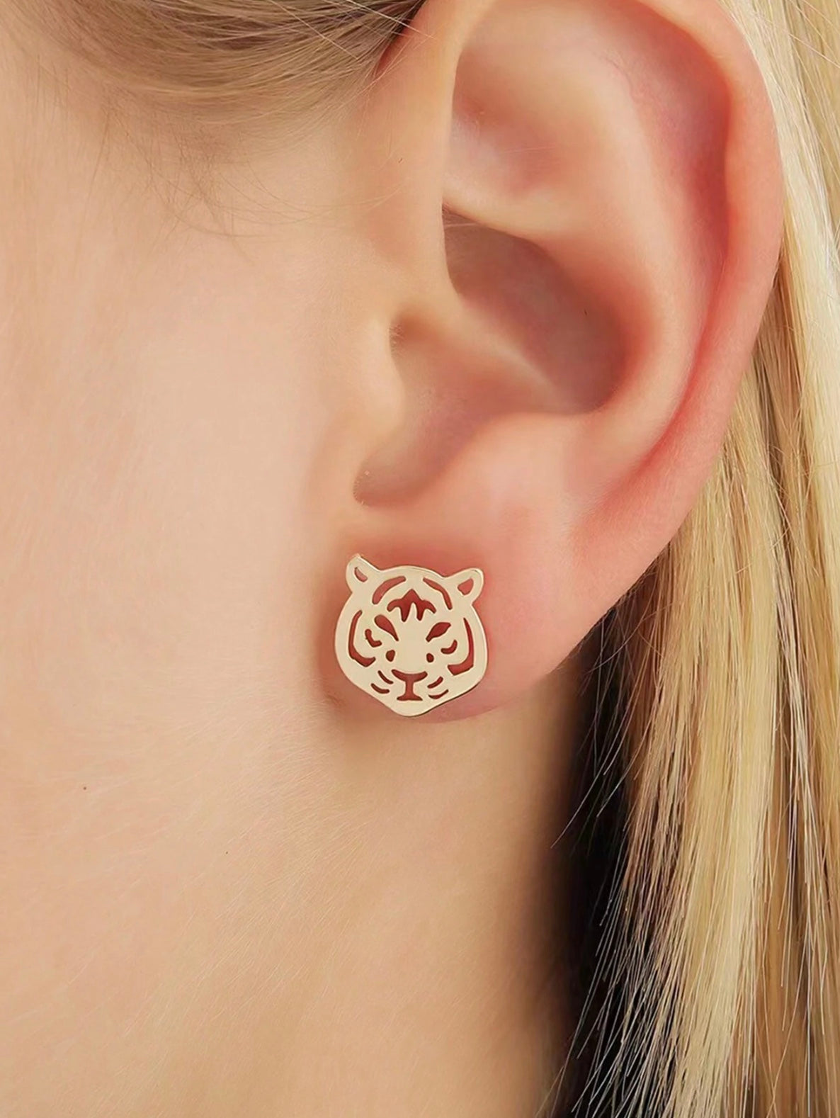 Gold Tiger Head Studs
