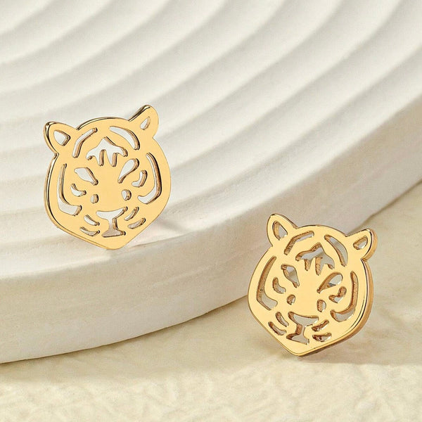 Gold Tiger Head Studs