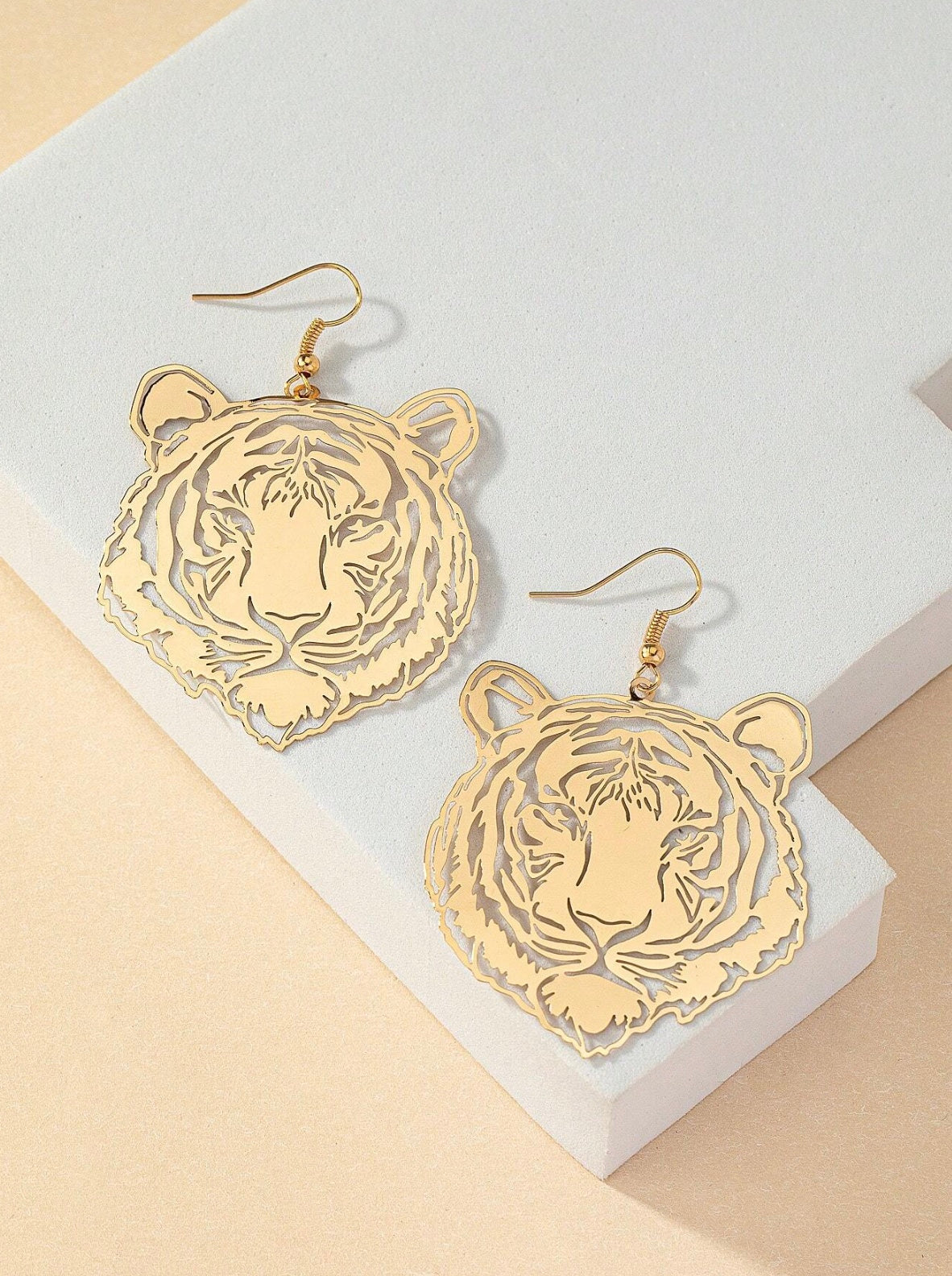 Gold Tiger Earrings