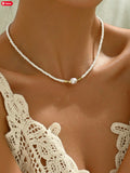 White Beaded Choker Necklace