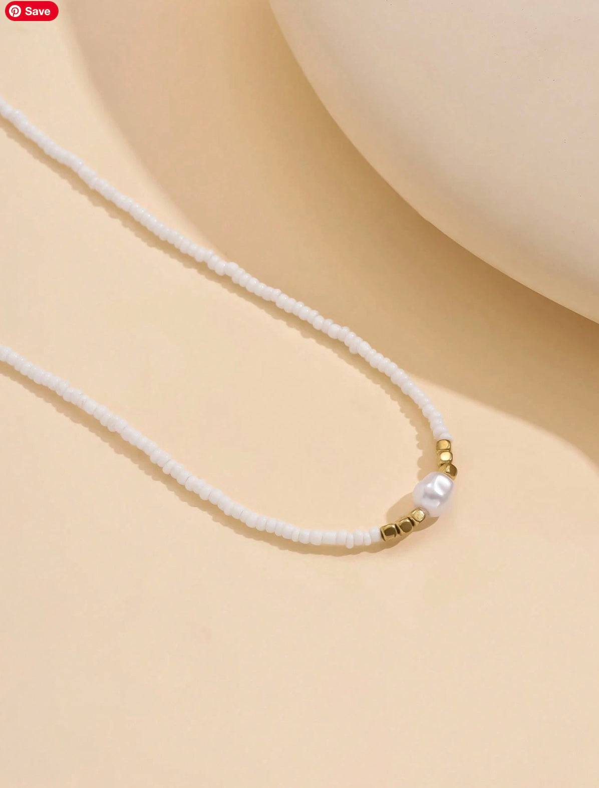 White Beaded Choker Necklace