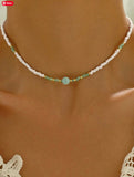 Green Beaded Choker Necklace