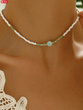 Green Beaded Choker Necklace