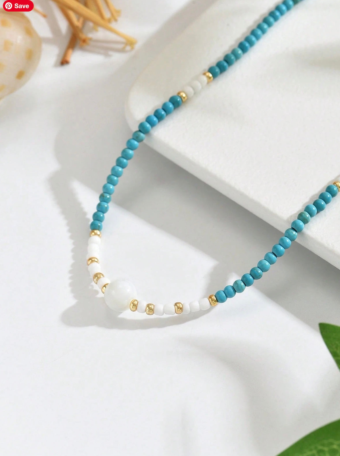 Blue Beaded Choker Necklace