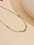 Green Beaded Choker Necklace