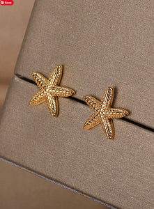 Gold Starfish Studs
