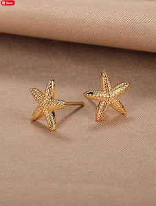 Gold Starfish Studs