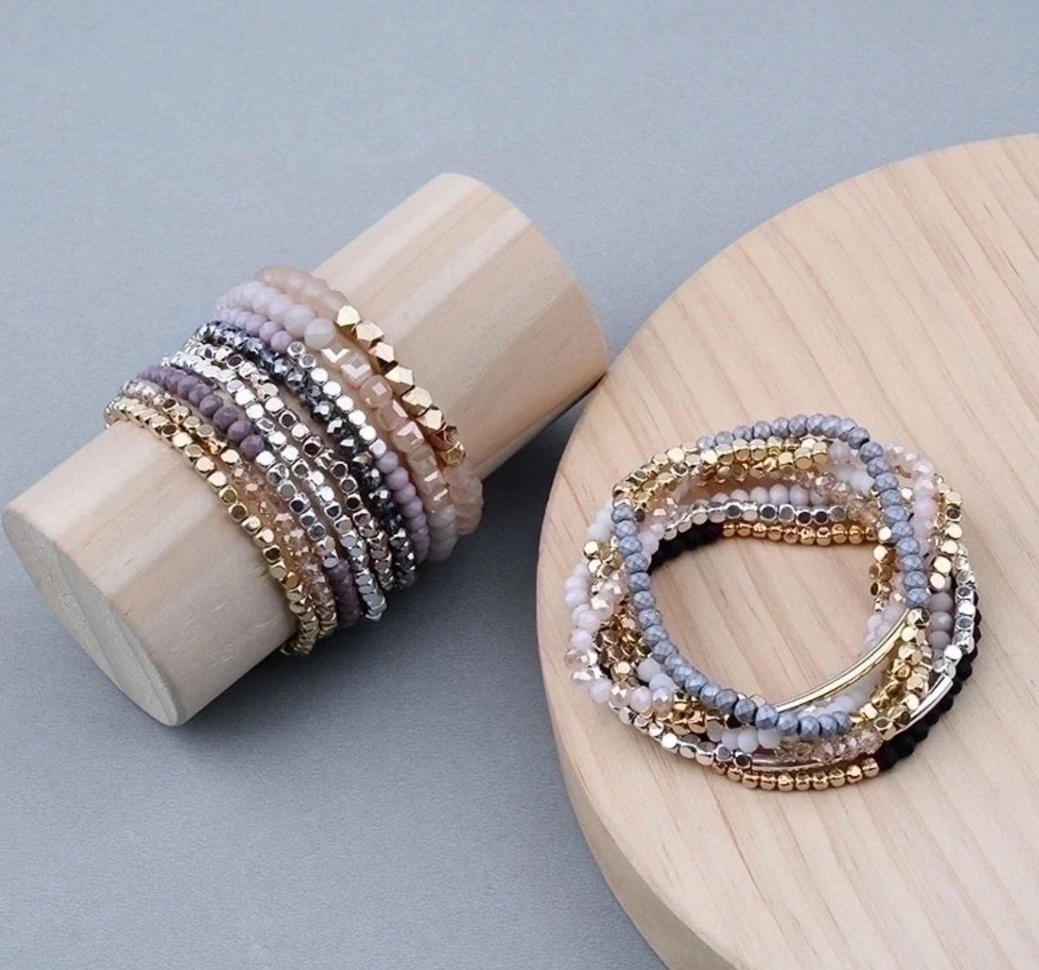 Faceted Beaded Stretch Bracelets