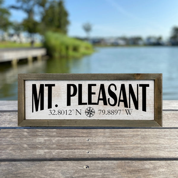 Mount Pleasant GPS Coordinates Sign
