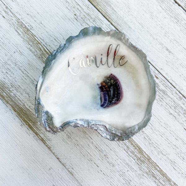Personalized Oyster Shell with Name - Silver image
