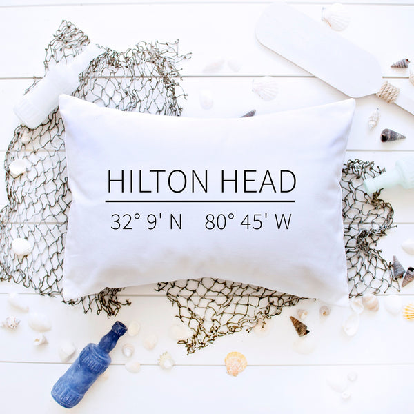 Hilton Head GPS Coordinates Pillow Cover image 0