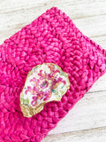 Floral Oyster Shell Clutch image 1