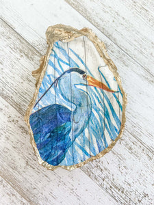 Great Blue Heron Oyster Shell Ring Dish image 0