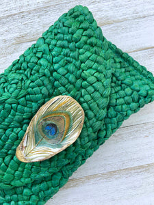Peacock Feather Oyster Shell Clutch image 1