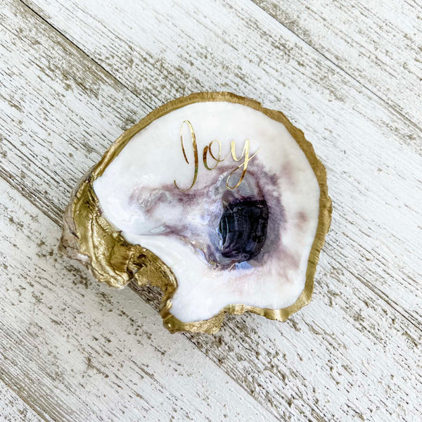 Inspirational Word Oyster Shell Ring Dish - Joy image
