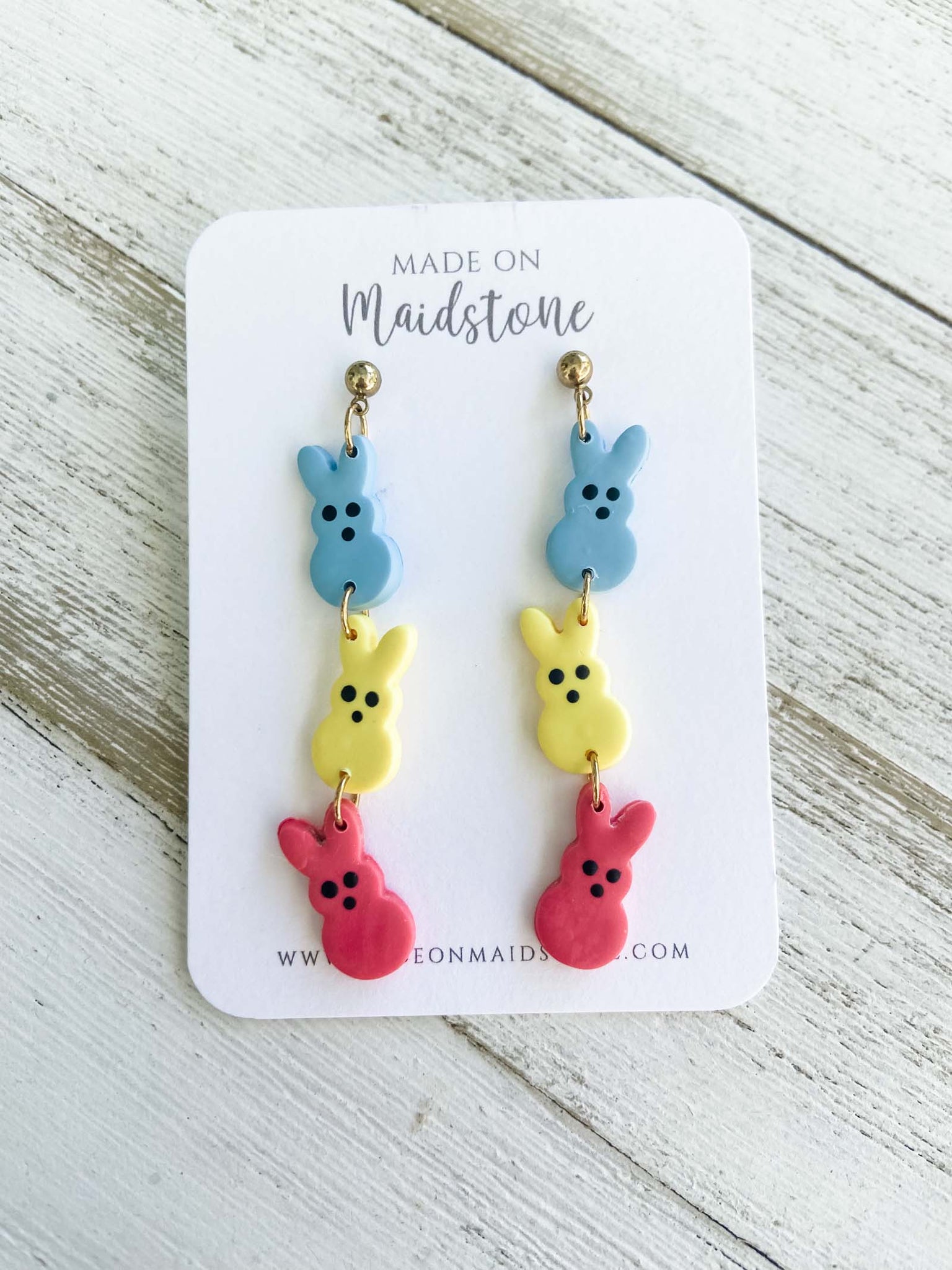 Marshmallow Bunny Trio Earrings image 0