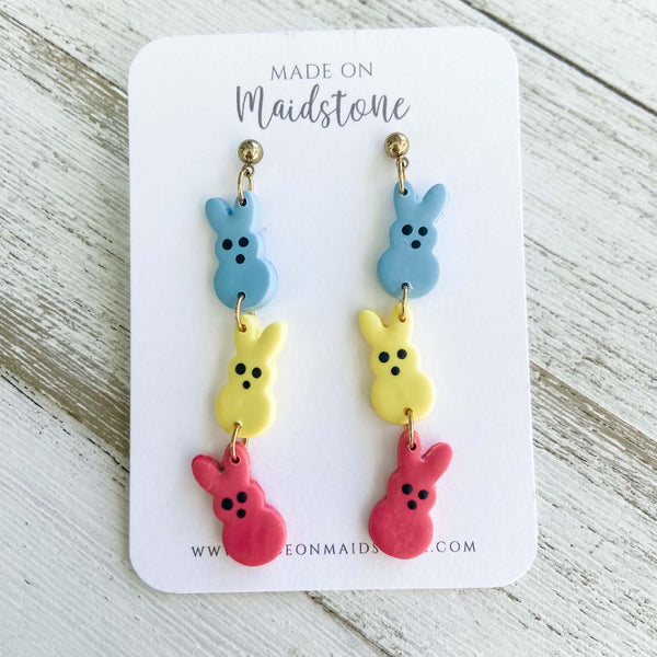 Marshmallow Bunny Trio Earrings image 0