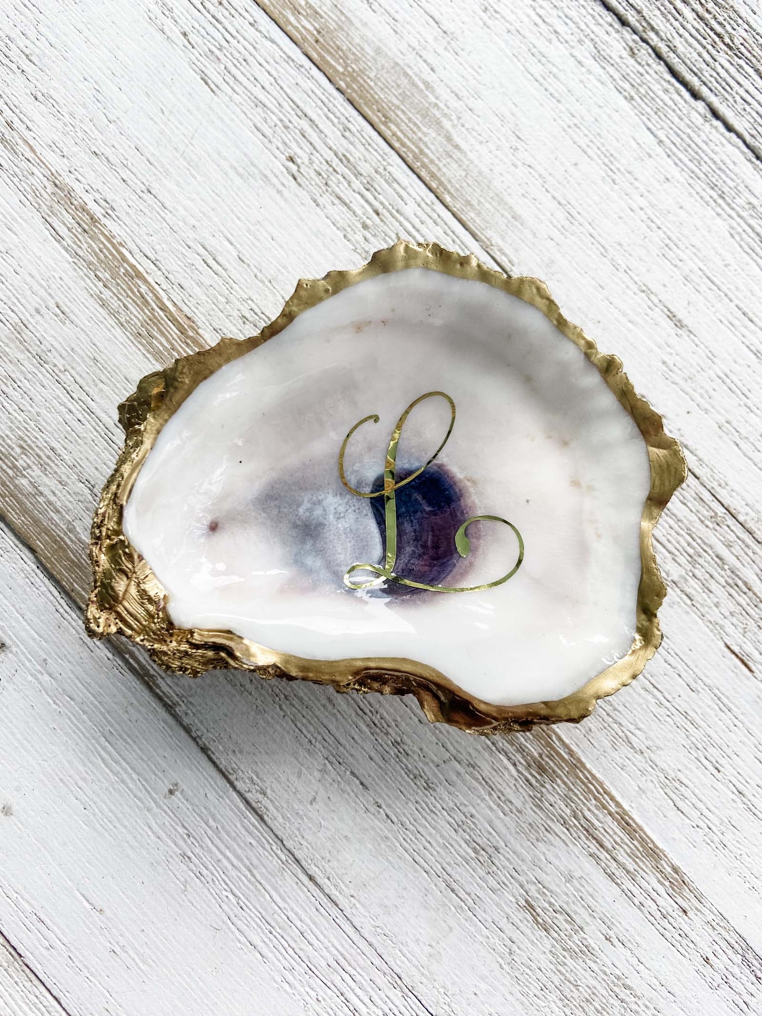 Monogrammed Oyster Shell Ring Dish image 2