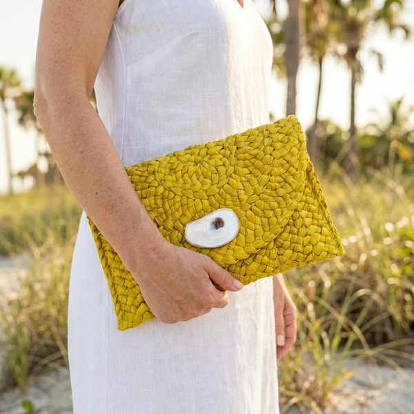 Yellow Oyster Shell Clutch
