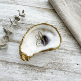 Monogrammed Oyster Shell Jewelry Dish