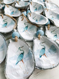 Blue Heron Decoupaged Oyster Shell Ornament image 2